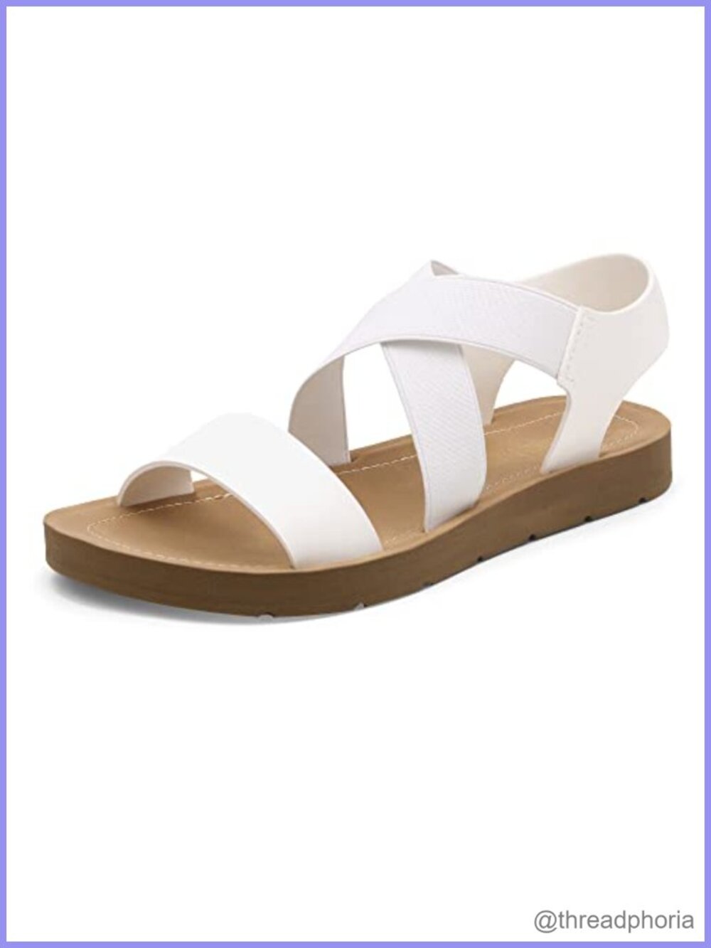 Dream Pairs Women's Elastic Ankle Strap Flat Sandals Faux Leather